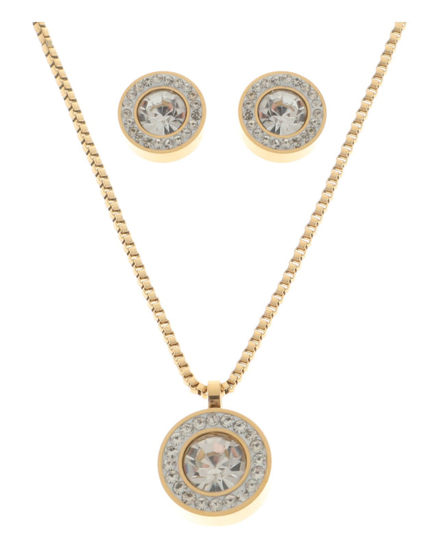 Κρεμαστό σετ λαιμού με σκουλαρίκια JY-8721-11 - Χρυσό