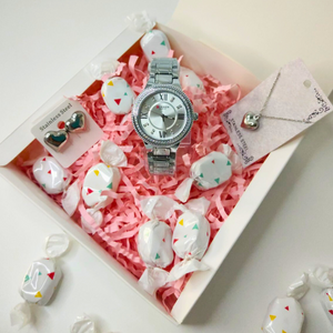 JoyBox Κουτι Δώρου Set JB02 με Ρολόι και Κόσμημα Ασημί