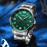Curren 8411 Silver Green Ρολόι με Πράσινο Καντράν και Ασημένιο Μπρασελέ