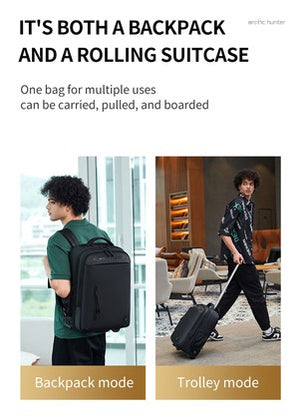 ARCTIC HUNTER τσάντα ταξιδίου LG1500165 με θήκη laptop 15.6", τροχήλατη, 27L, μαύρη
