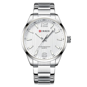 Curren 8434 Silver White Ρολόι με Λευκό Καντράν και Ασημένιο Μπρασελέ