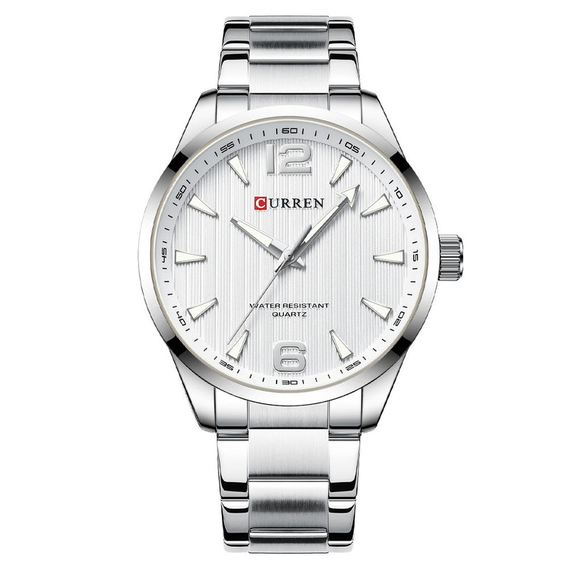 Curren 8434 Silver White Ρολόι με Λευκό Καντράν και Ασημένιο Μπρασελέ