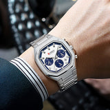 Curren 8459 Silver Blue Ρολόι με Λευκό Καντράν και Ασημένιο Μπρασελέ