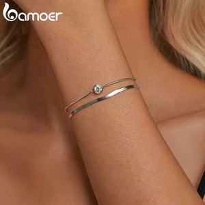 BAMOER βραχιόλι MSB022 με μοϊσσανίτη, ασήμι 925, ασημί