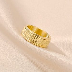 Ανδρικό ατσάλινο δαχτυλίδι με σχέδιο ελληνικό μέανδρο