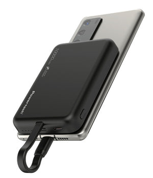 POWERTECH power bank PT-1376 με καλώδιο, 10000mah, magnetic wireless, 20W, μαύρο