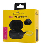POWERTECH earphones με θήκη φόρτισης PT-1392, True Wireless, 6mm, 25/230mAh, μαύρα