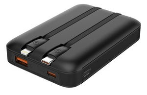POWERTECH power bank με καλώδια και οθόνη PT-1417 10000mAh, 22.5W, μαύρο