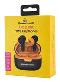 POWERTECH earphones με θήκη φόρτισης PT-1431, True Wireless, 40/400mAh, ANC & ENC, μαύρα