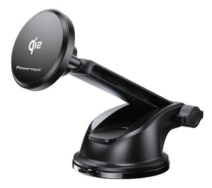 POWERTECH ασύρματος φορτιστής & βάση smartphone αυτοκινήτου PT-1492, Qi2, 15W, μαύρος