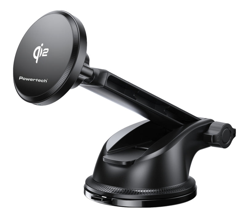 POWERTECH ασύρματος φορτιστής & βάση smartphone αυτοκινήτου PT-1492, Qi2, 15W, μαύρος