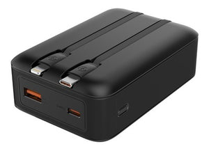 POWERTECH power bank PT-1504 με καλώδια & οθόνη, 20000mah, 22.5W, μαύρο