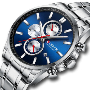 Curren 8368 Navy με Ασημένιο Μπρασελέ και Μπλε Καντράν