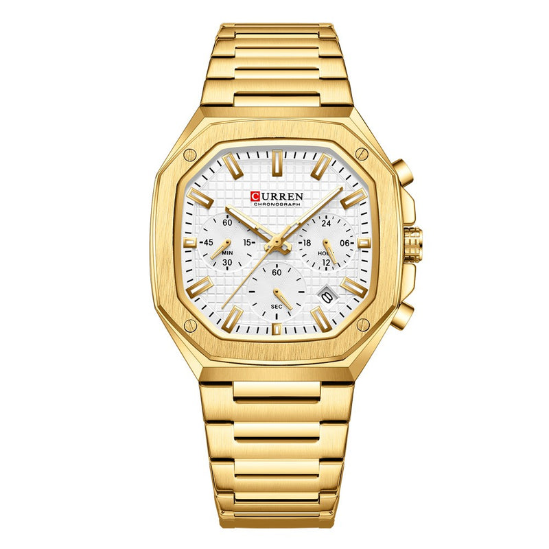 Curren 8459 Gold Ρολόι με Λευκό Καντράν και Χρυσό Μπρασελέ