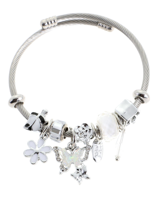 Βραχιόλι με πεταλούδα QW-8101-15 - Ασπρο