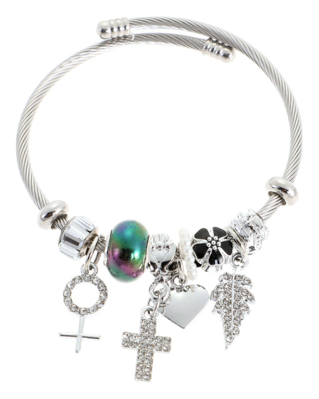 Βραχιόλι με σταυρούς QW-8117-15 - Μαύρο