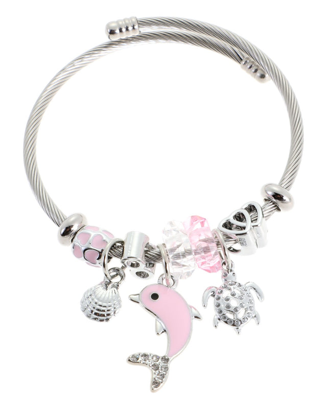 Βραχιόλι με  δελφίνι QW-8119-15 - Ρόζ