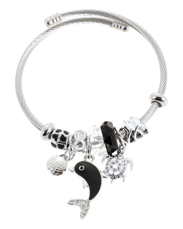 Βραχιόλι με  δελφίνι QW-8119-15 - Μαύρο