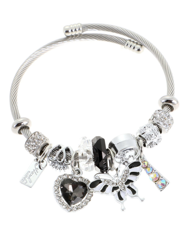 Βραχιόλι με καρδιά QW-8120-15 - Μαύρο