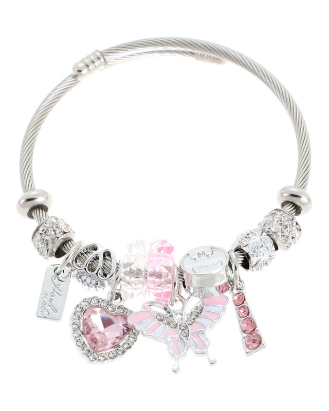 Βραχιόλι με καρδιά QW-8120-15 - Ρόζ