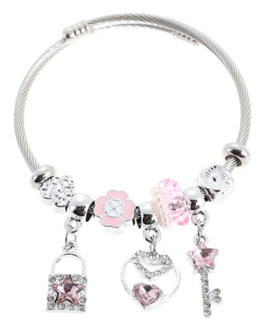 Βραχιόλι με κλειδί QW-8122-15 - Ρόζ