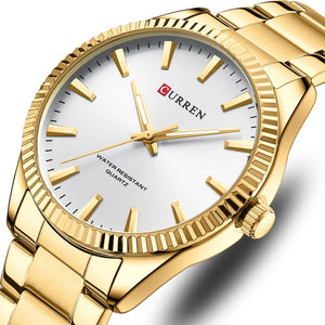 Златен часовник Curren 8425 с бял циферблат и златна гривна