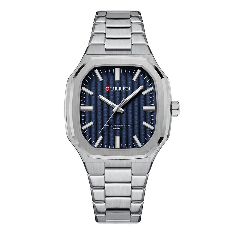 Curren 8458 Silver Blue Ρολόι με Μπλε Καντράν και Ασημένιο Μπρασελέ