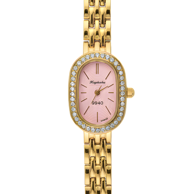 Vintage Γυναικείο Ρολόι Dama Gold Pink με Χρυσό Μεταλλικό Μπρασελέ