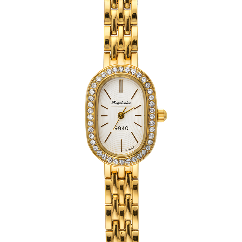 Vintage Γυναικείο Ρολόι Dama Gold White με Χρυσό Μεταλλικό Μπρασελέ