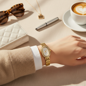 Vintage Γυναικείο Ρολόι Dama Gold White με Χρυσό Μεταλλικό Μπρασελέ