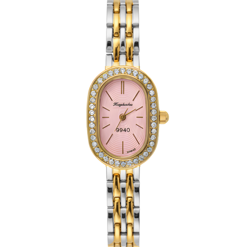 Vintage Γυναικείο Ρολόι Dama Gold Pink με Χρυσό Μεταλλικό Μπρασελέ 