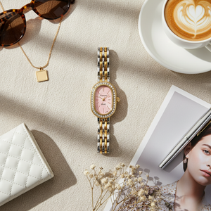 Vintage Γυναικείο Ρολόι Dama Gold Pink με Χρυσό Μεταλλικό Μπρασελέ 