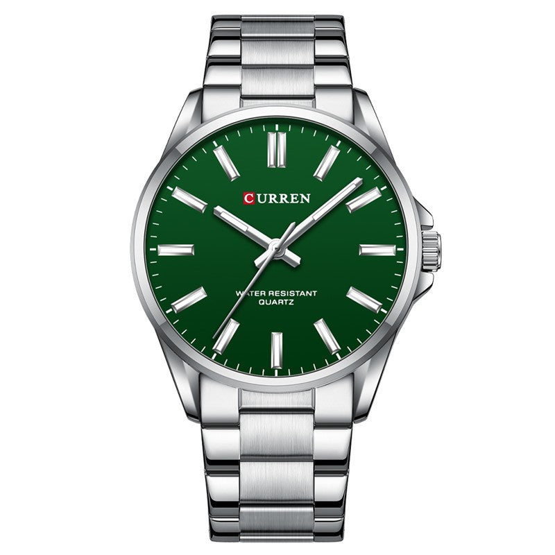 Curren A9090 Silver Green Ρολόι με Πράσινο Καντράν και Ασημένιο Μπρασελέ