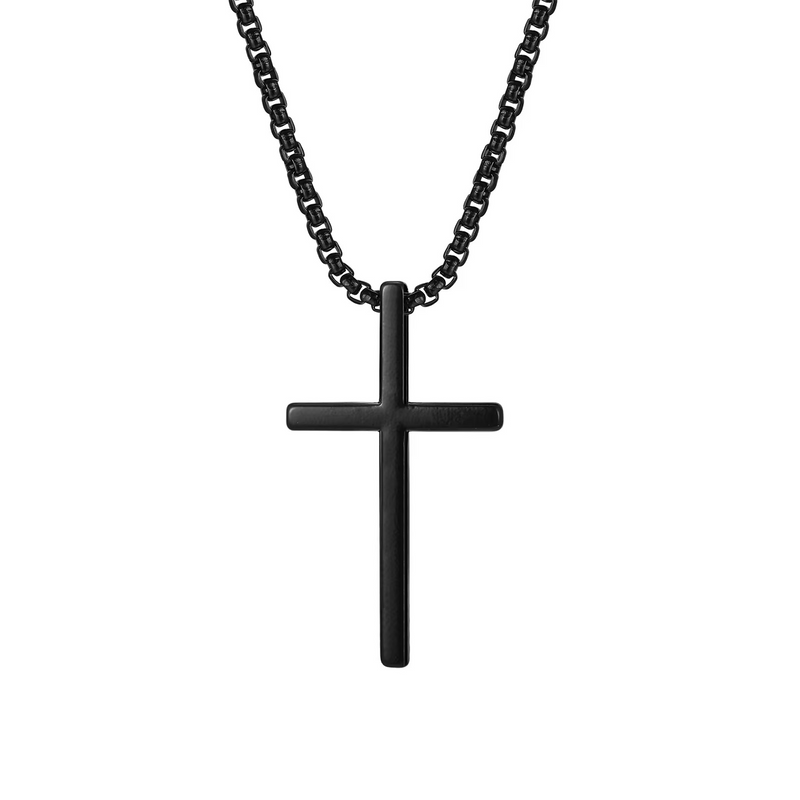 Ατσάλινη Αλυσίδα Λαιμού Σταυρός CH54 Black
