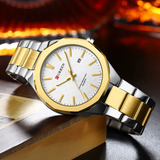 Curren RD-202 Gold White Ρολόι με Λευκό Καντράν και Χρυσό Μπρασελέ