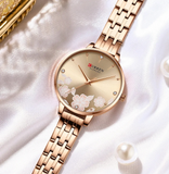 Curren C9068 Bronze Γυναικείο Ρολόι με Ροζ Χρυσό Καντράν