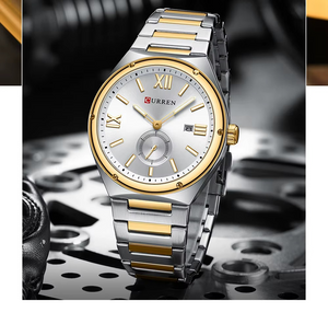 Curren RD-204 Gold Ρολόι με Λευκό Καντράν και Χρυσό Μπρασελέ