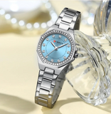 Curren C9100 Silver Γυναικείο Ρολόι με Γαλάζιο Καντράν