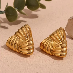 Σκουλαρίκια LM1182 Ατσάλινα Τρίγωνο Χρυσά