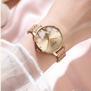 Curren C9068 Bronze Γυναικείο Ρολόι με Ροζ Χρυσό Καντράν