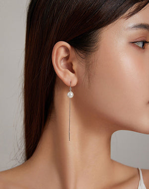 BAMOER σκουλαρίκια κρεμαστά SCE878-B με πέρλα, ασήμι 925, ασημί