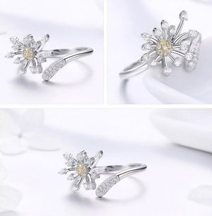 BAMOER δαχτυλίδι SCR471 με κυβική ζιρκόνια, ανοιγόμενο, ασήμι 925, ασημί