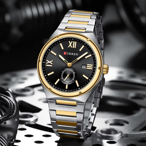 Curren RD-204 Gold Black Ρολόι με Μαύρο Καντράν και Χρυσό Μπρασελέ