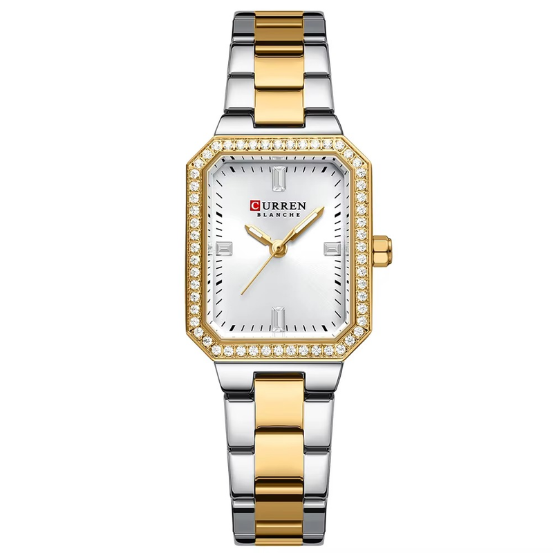C9102 Gold White Curren Γυναικείο Ρολόι με Μεταλλικό Μπρασελέ