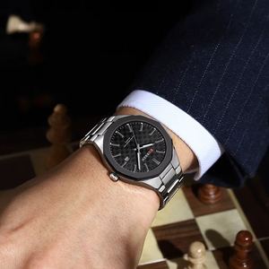 Curren RD-202 Silver Black Ρολόι με Μαυρο Καντράν και Ασημένιο Μπρασελέ