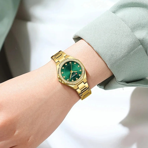 Curren C9100 Golden Green Γυναικείο Ρολόι με Πράσινο Καντράν