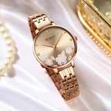 Curren C9068 Bronze Γυναικείο Ρολόι με Ροζ Χρυσό Καντράν