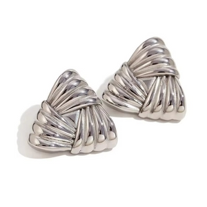 Σκουλαρίκια LM1184 Ατσάλινα Τρίγωνο Ασημί