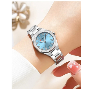 Curren C9100 Silver Γυναικείο Ρολόι με Γαλάζιο Καντράν