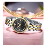 Curren C9096 Silver Black Γυναικείο Ρολόι με Μαύρο Καντράν